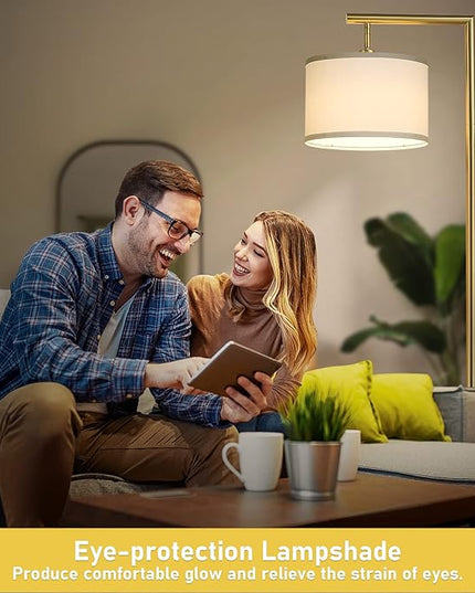 Boncoo Gold Floor Lamp, Montage Modern Standing Lamp with Flexible Lamp Head, Dimmable Floor Lamp for Living Room Tall Over Couch Reading Light for Bedroom, Office, 9W LED Bulb Included - LeafyLoom