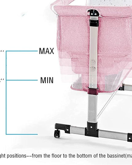 3 in 1 Travel Baby Crib,Baby Bed with Breathable Net,Adjustable Portable Bed for Infant/Baby with Detachable Mosquito net and Mattress,Pink - LeafyLoom