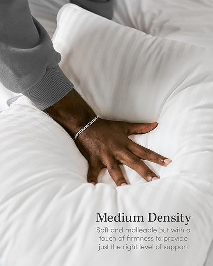 eLuxurySupply 4-Pack Premium Bed Pillows - Medium Density and Medium Loft Ideal for Back and Side Sleepers - 100% Cotton Casing - 20"X28" Standard/Queen Size - LeafyLoom