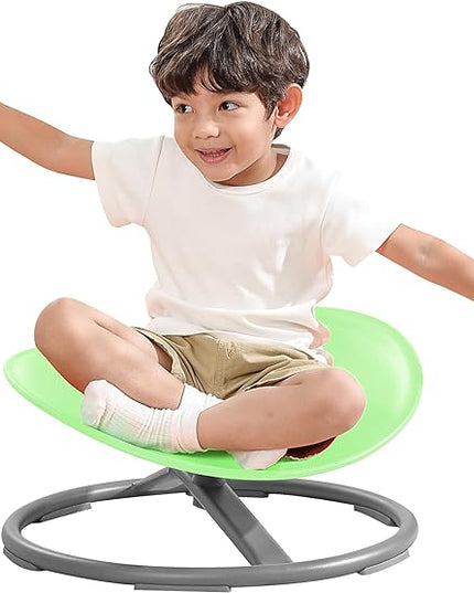 Autism Kids Swivel Chair,Sit and Spin Chair for Kids,ADHD Sensory Integration Therapy,Training Body Coordination,Wobble Disk for Toddlers,Improve Focus,Metal Base Non Slip Safer（Green） - LeafyLoom