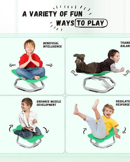 Elephant Kids Swivel Chair, Seat and Spinning Chair, Body Coordination Training Chair, Green Non Slip Sensory Toys 360° Spinning Chair for Autistic Kids Aged 3+, Improving Toddler's Physical Fitness - LeafyLoom