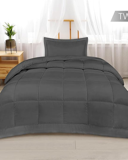 Utopia Bedding Twin Comforter Set Kids with 1 Pillow Sham, Bedding Comforter Sets, Down Alternative Grey Comforter, Soft and Comfortable, Machine Washable - LeafyLoom