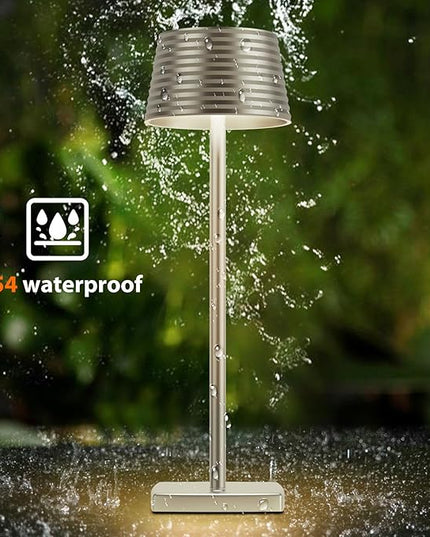 Rechargeable Cordless Table Lamp, Battery 6000mAh Metal Aluminum Housing USB LED Portable Powered Desk Lamp, 3 Levels Brightness Night Light for Restaurants Bars Outdoor (Silver) - LeafyLoom