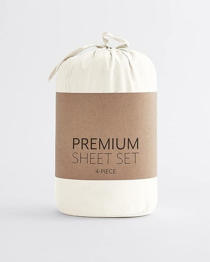 Linen Market Bed Sheets for Queen Size Bed (Ivory) - Sleep Better Than Ever with These Soft and Cooling Queen Sheets - Deep Pocket Fits 16" Thick Beds - 4 Piece Queen Sheet Set - LeafyLoom