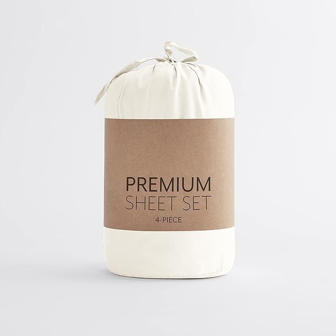 Linen Market Bed Sheets for Queen Size Bed (Ivory) - Sleep Better Than Ever with These Soft and Cooling Queen Sheets - Deep Pocket Fits 16" Thick Beds - 4 Piece Queen Sheet Set - LeafyLoom