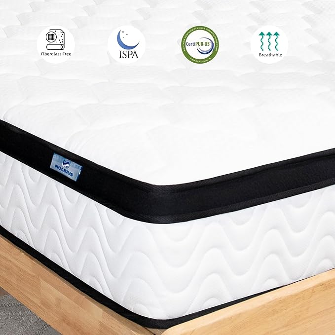 King Size Mattress | 12 Inch Hybrid Mattresses King in a Box | Medium Firm Memory Foam and Individual Pocket Springs | Fiberglass Free Bed Matress | Breathable | CertiPUR-US - LeafyLoom