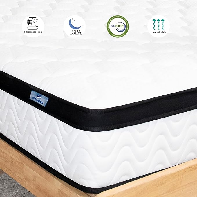Full Size Mattress | 10 Inch Hybrid Mattresses Full in a Box | Medium Firm Memory Foam and Individual Pocket Springs | Fiberglass Free Bed Matress | Breathable | CertiPUR-US - LeafyLoom