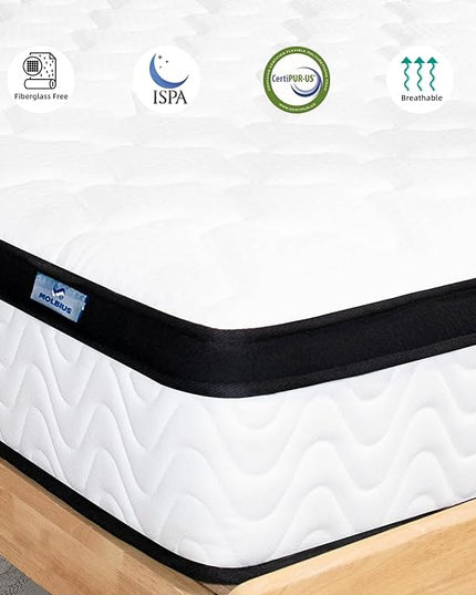 Full Size Mattress | 12 Inch Hybrid Mattresses Full in a Box | Medium Firm Memory Foam and Individual Pocket Springs | Fiberglass Free Bed Matress | Breathable | CertiPUR-US - LeafyLoom