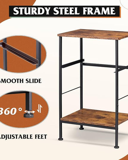 WLIVE Nightstand, Bedside Side Table for Bedroom, Dorm with Steel Frame, Night Stand End Table with Fabric Storage Drawer, Easy Assembly, Rustic Brown Wood Grain Print, 11.8''D 15.8''W 24.9" H - LeafyLoom