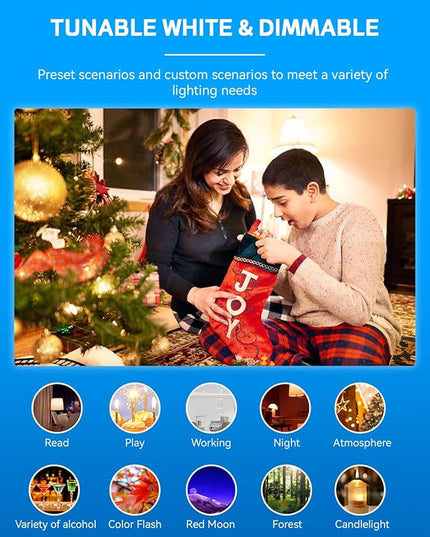Smart Light Bulbs 4Pack with Remote, A19 E26 800LM LED Color Changing Light Bulb, WiFi & Bluetooth 5.0, Warm to Cool White, Dimmable, RGB Smart Home Lighting Work with Alexa Google Assistant Vanance