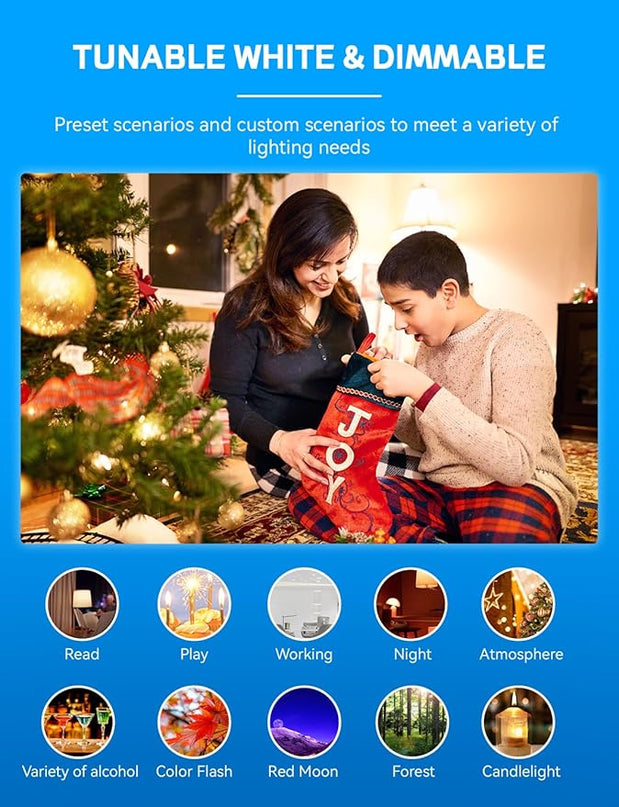 Smart Light Bulbs 4Pack with Remote, A19 E26 800LM LED Color Changing Light Bulb, WiFi & Bluetooth 5.0, Warm to Cool White, Dimmable, RGB Smart Home Lighting Work with Alexa Google Assistant Vanance