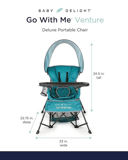 Baby Delight Go with Me Venture Portable Chair | Indoor and Outdoor | Sun Canopy | 3 Child Growth Stages | Teal - LeafyLoom