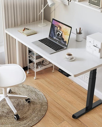 AIMEZ0 Dual Motor Sit Stand Desk Adjustable Electric Standing Desk Frame with LCD Touch Screen Adjustable Height 27.4-45.6 inches for Home & Office Table Black - LeafyLoom