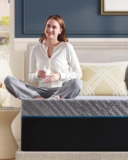 King Size Mattress,12-Inch King Foam Mattress in Box,Edges Support for Sleep Supportive,76" X 80" X 12",Grey - LeafyLoom
