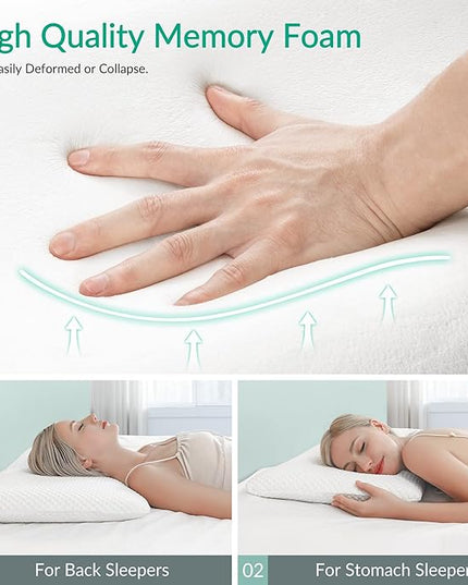 AM AEROMAX 2.75 Inches Standard Size Hyper Slim Memory Foam Pillow for Stomach and Back Sleepers - Thin, Flat Design for Cervical Neck Alignment and Deeper Sleep. - LeafyLoom