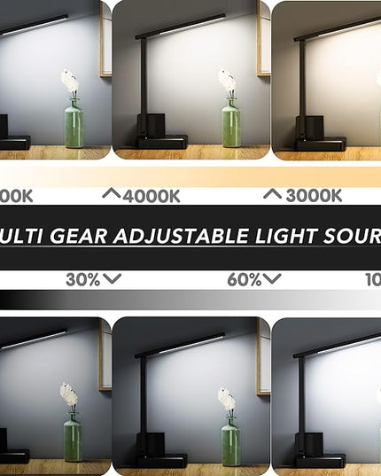 COZOO LED Desk Lamp with 3 USB Charging Ports,1 AC Outlet,2 Pen Holders,3 Color Temperatures 3 Brightness LevelsTouch/Memory/Timer Function,10W Eye Protection Foldable Reading Light,College Study Lamp - LeafyLoom