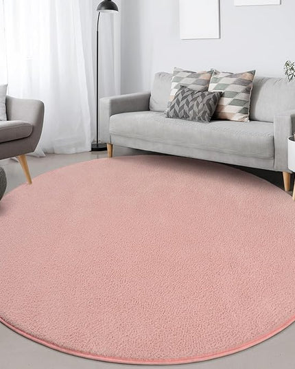 Round Area Rugs for Bedroom Living Room, 4x4 Pink Super Soft Comfy Thickened Memory-Foam Indoor Circle Carpets, Modern Aesthetic Minimalist Carpet for Boys Girls Adults Nursery Home Décor - LeafyLoom