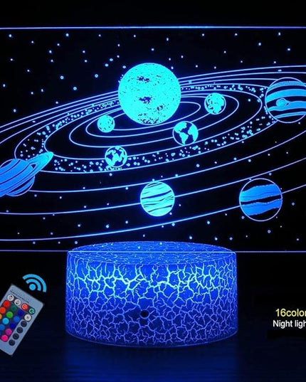 Creative 3D Planet Lamp Night Light 16 Colors Changing USB Powered Remote Control Touch Switch Decor Lamp Optical Illusion Lamp LED Table Desk Lamp Children Kids Christmas Brithday Gift - LeafyLoom
