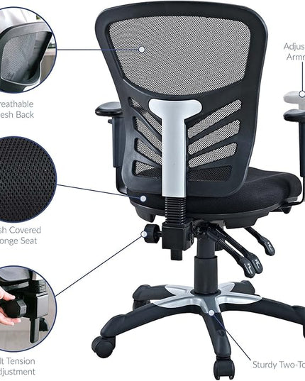 Modway EEI-757-BLK Articulate Ergonomic Mesh Office Chair in Black - LeafyLoom