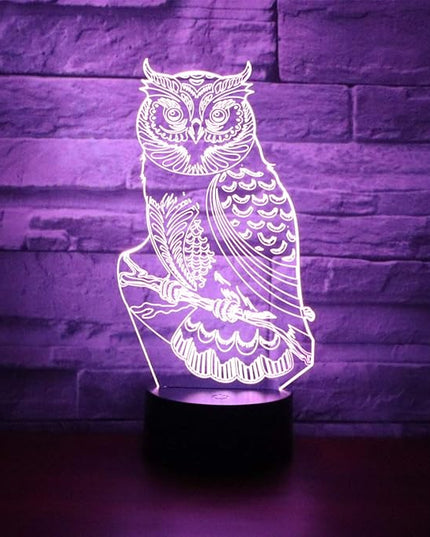 Owl Lamp Desk Table Light 3D Optical Illusion Night Light 3D Lamp owl Night Lamp 7 Colors Changing Touch Control Gift for Christmas Birthday Valentine's Day Kids - LeafyLoom