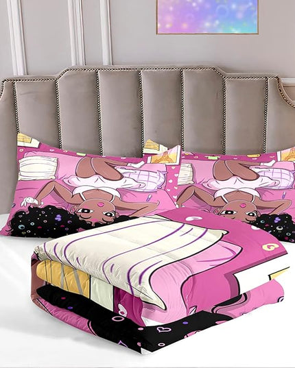 Black Girl Comforter Set African American Girls Full Comforter Set, Black Girl Full Size Girls Bedding Set, Black Girl Full Size Comforter Sets for Teen Adults, Pink, 1 Comforter+2 Pillowcases - LeafyLoom