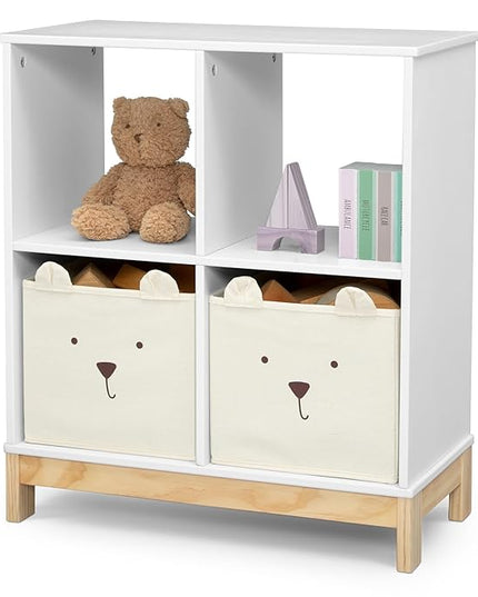 Delta Children babyGap Charlie 6-in-1 Convertible Crib + Brannan Bear Bookcase with Bins + Brannan Bear Wall Shelf with 4 Hooks, Bianca White (Bundle) - LeafyLoom