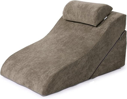 baibu 20 in Bed Wedge Pillow Set Foam | Adjustable Pillows for Back, Leg and Knee Pain Relief | Post Surgery Ortho Pillow – Anti Snoring, Heartburn, Acid Reflux & GRED (Brown) - LeafyLoom