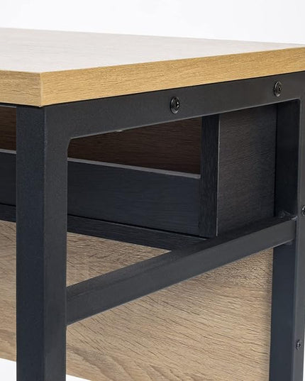IRIS OWDN-8862 Computer Desk with Organizer, Monitor Stand, and Cable Tray, 31" - Rustic, Wood - LeafyLoom