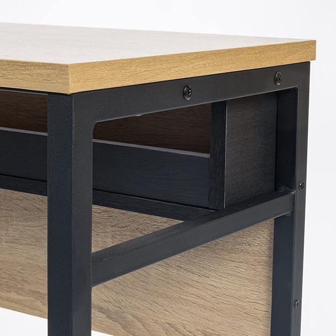 IRIS OWDN-8862 Computer Desk with Organizer, Monitor Stand, and Cable Tray, 31" - Rustic, Wood - LeafyLoom