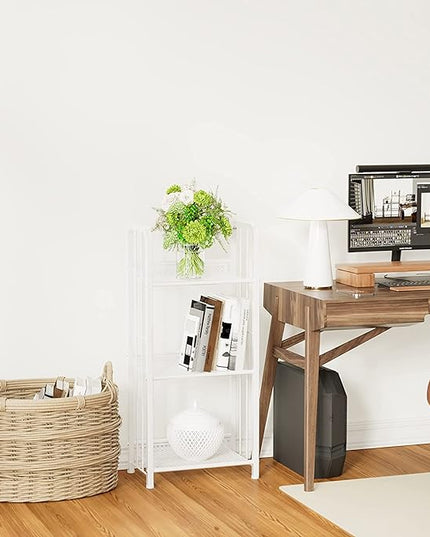 Bookshelf Storage Shelf Small Bookcase Freestanding Storage Stand for Living Room, Bedroom, Kitchen Rust Resistance, Easy Assembly Free Combination Multi-Functional Organizer (3 Tiers, White) - LeafyLoom