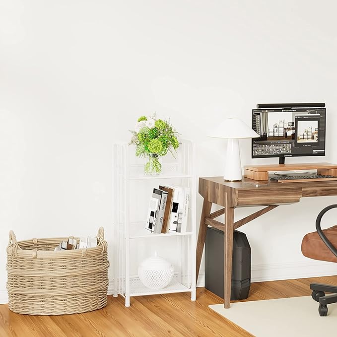 Bookshelf Storage Shelf Small Bookcase Freestanding Storage Stand for Living Room, Bedroom, Kitchen Rust Resistance, Easy Assembly Free Combination Multi-Functional Organizer (3 Tiers, White) - LeafyLoom