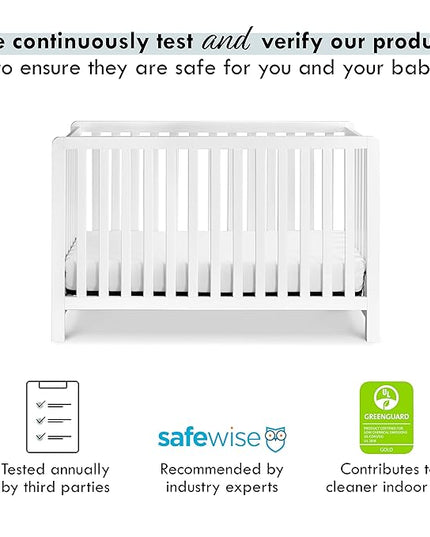 Carter's by DaVinci Colby 4-in-1 Low-Profile Convertible Crib in White, Greenguard Gold Certified - LeafyLoom