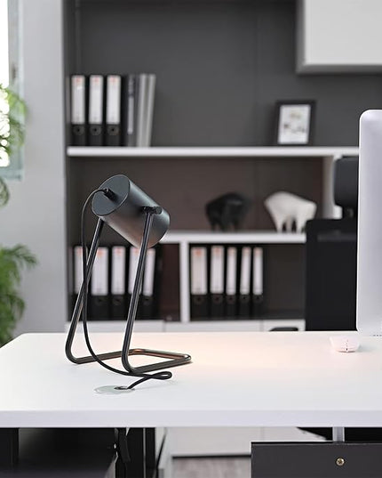 Globe Electric 52299 Sahara 14" Desk Lamp, Matte Black, Swing Shade, in-Line On/Off Rocker Switch - LeafyLoom