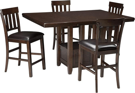 Signature Design by Ashley Haddigan Traditional Rectangular 36" Counter Height Dining Extension Table, Dark Brown - LeafyLoom