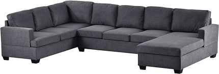 Modern Upholstered, Extra Wide Chaise Lounge Couch Large U-Shape Sectional Sofa, Grey-b - LeafyLoom