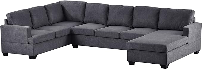 Modern Upholstered, Extra Wide Chaise Lounge Couch Large U-Shape Sectional Sofa, Grey-b - LeafyLoom