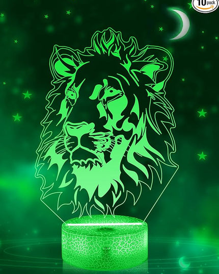 FULLOSUN Lion Gift, Kids Lion Night Light (with Remote Control), 3D Illumination Lights Boys Gift 16 Colors Changeable Kids Room Lighting Creative Decoration... (Lion) - LeafyLoom