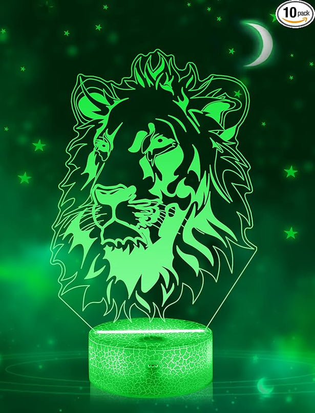 FULLOSUN Lion Gift, Kids Lion Night Light (with Remote Control), 3D Illumination Lights Boys Gift 16 Colors Changeable Kids Room Lighting Creative Decoration... (Lion) - LeafyLoom
