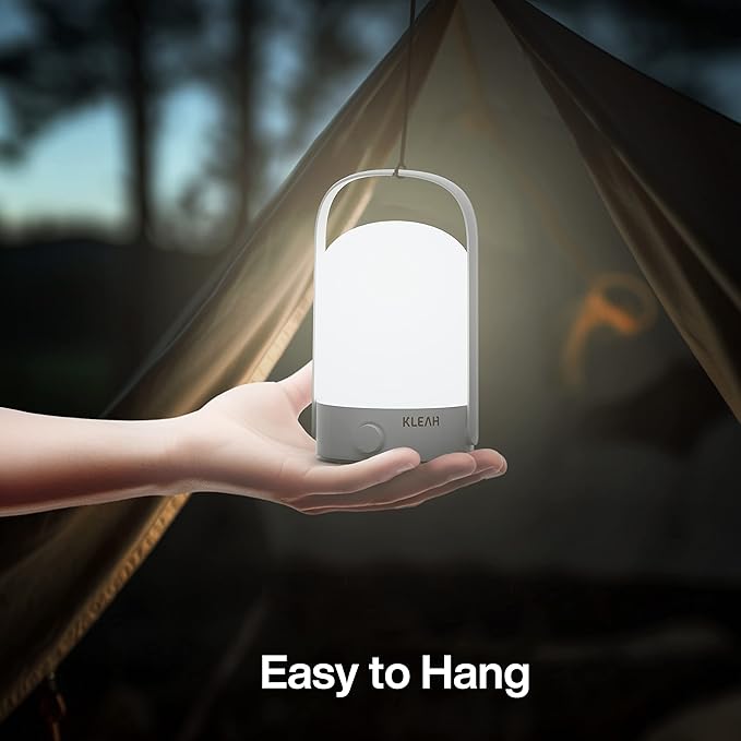 Portable Cordless Lantern Table Lamp, 360° Portable Handle, Stepless Dimmer, Powerful Long-Lasting 50hrs, Rechargeable LED Lantern for Camping Bedroom Party - LeafyLoom