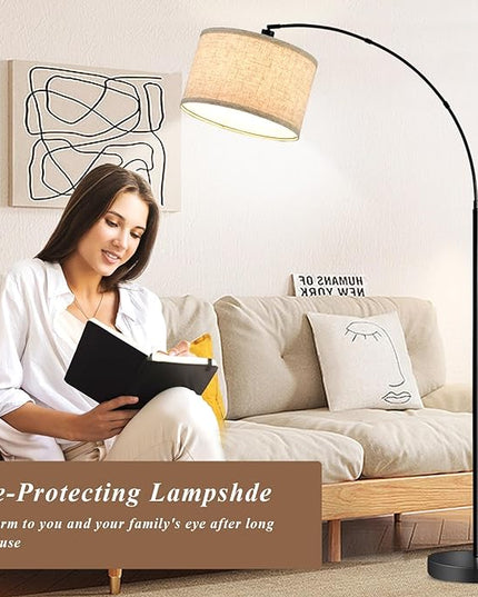 Luvkczc Arc Floor Lamps for Living Room, Tall Reading Lamps with Dimmable Switch, Modern Floor Lamp with Adjustable Hanging Shade for Bedroom, 8W LED Bulb Include - LeafyLoom