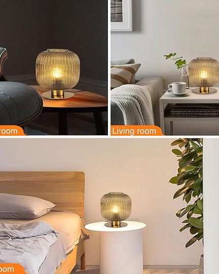 desk lamp, blue glass lampshade, modern glass desk lamp with plug-in style, medieval Bohemian style retro desk lamp, suitable for home decoration, bedroom, and office countertop - LeafyLoom