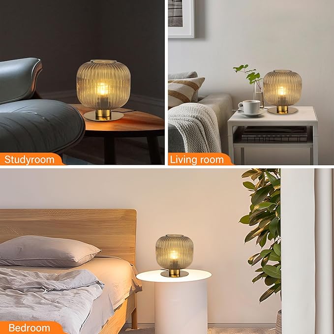 desk lamp, blue glass lampshade, modern glass desk lamp with plug-in style, medieval Bohemian style retro desk lamp, suitable for home decoration, bedroom, and office countertop - LeafyLoom