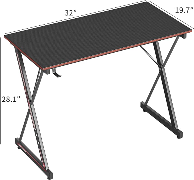 CubiCubi Gaming Desk 32 Inch PC Computer Desk, Home Office Desk Table Gamer Workstation, Simple Game Table, Black - LeafyLoom