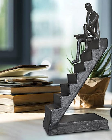 Jalunth Bookshelf Bookcase Aesthetic Decoration Art Sculptures Home Decor Book Shelf Case Modern Accents Figurine Reading Metal Decorative Ideas Objects Accessories Library Office Steel Statue Gifts - LeafyLoom