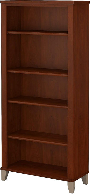 Bush Furniture Somerset Tall 5 Shelf Bookcase in Hansen Cherry - LeafyLoom