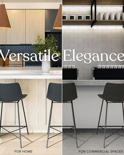 Poly and Bark Paxton 24” Counter Stool, Set of 3 Grey - LeafyLoom