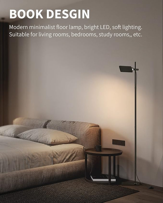 Modern Floor Lamp, 360 Degree Rotation Sky LED floor lamp Office Lighting, Bright LED Standing Pole Light, Tall lamps for Living Room,Bedroom,Reading,Study Room (Black) - LeafyLoom