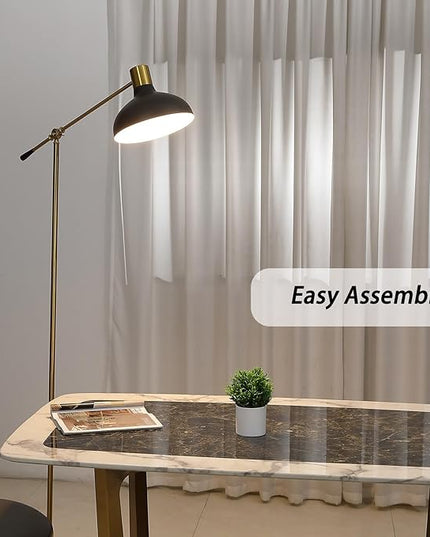 Industrial Floor Lamp, Gold Floor Lamp for Living Rooms & Offices – Charming Farmhouse Floor Lamp, Adjustable Head Standing Lamp for Bedroom Reading, Stunning Living Room Decor - LeafyLoom