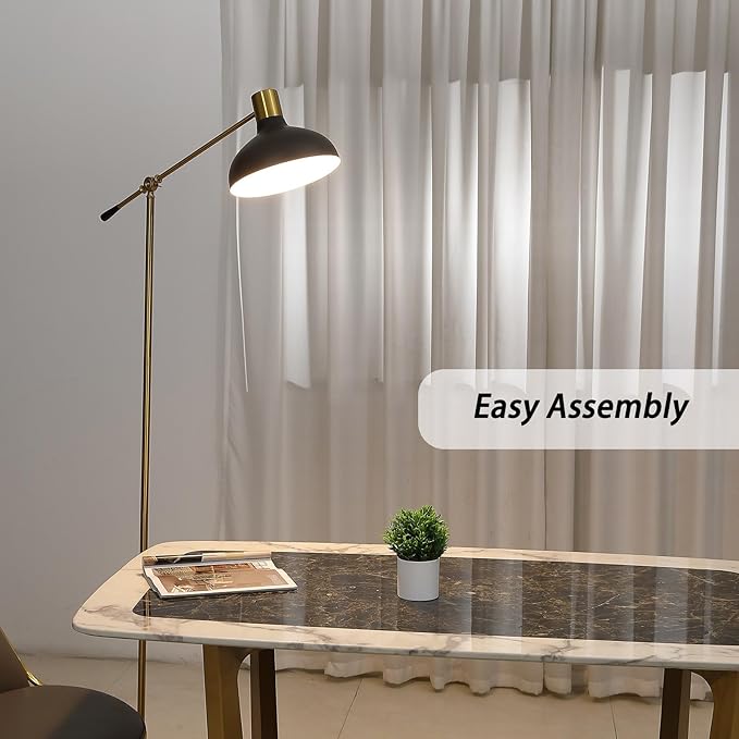 Industrial Floor Lamp, Gold Floor Lamp for Living Rooms & Offices – Charming Farmhouse Floor Lamp, Adjustable Head Standing Lamp for Bedroom Reading, Stunning Living Room Decor - LeafyLoom