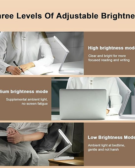 LED Desk Lamp for Office Home & Battery Operated Lamp Rechargeable Lamp Foldable & Portable Light, LED Desk Light Strip, 3 Brightness Dimmable Small Desk Lamp Wireless Reading Lamp - LeafyLoom